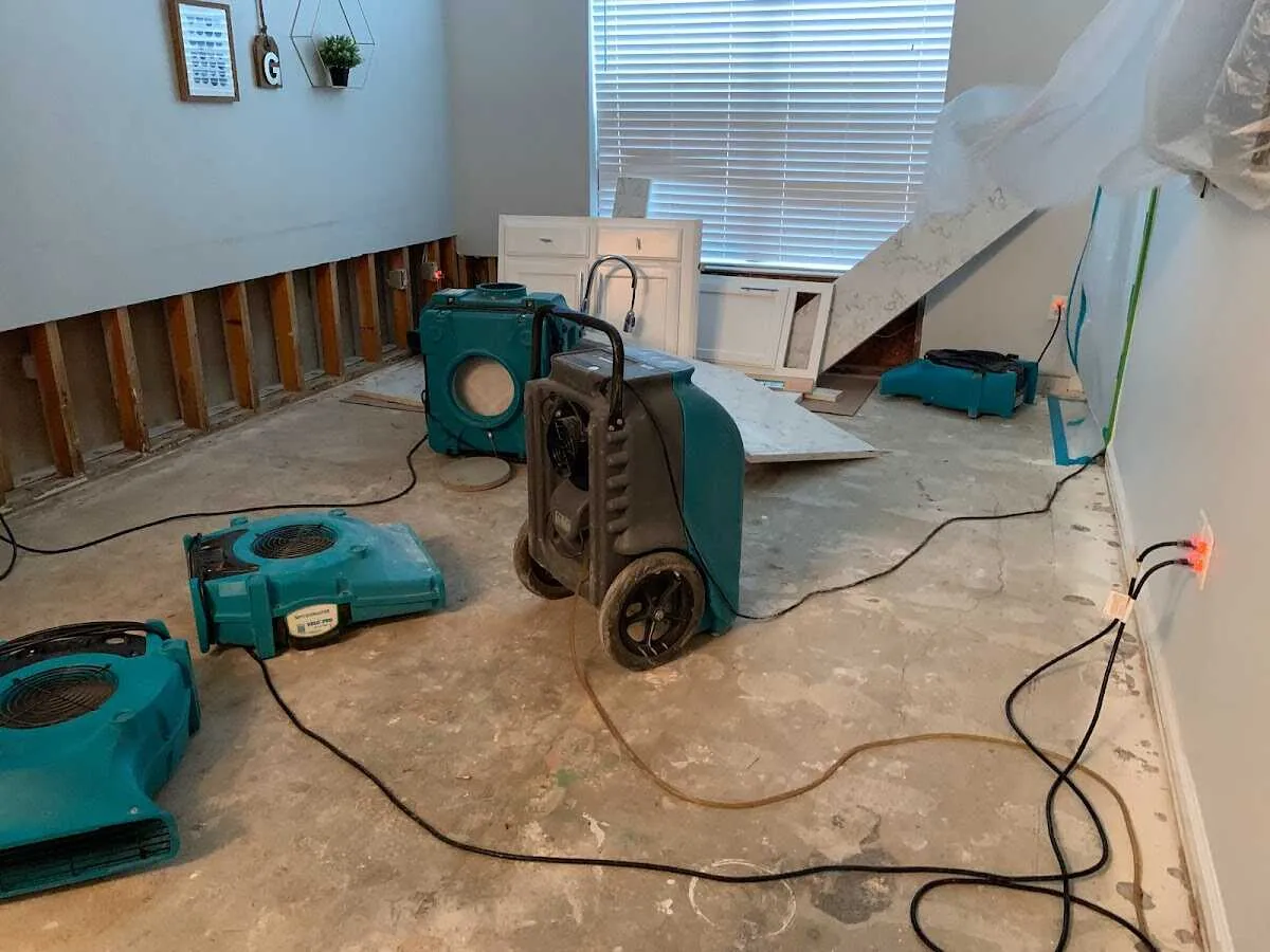 Dehumidifier in flood-cut room for Water Extraction & Removal in Lake Hallie